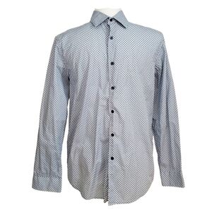 Tasso Elba Blue & White Geometric Button Shirt